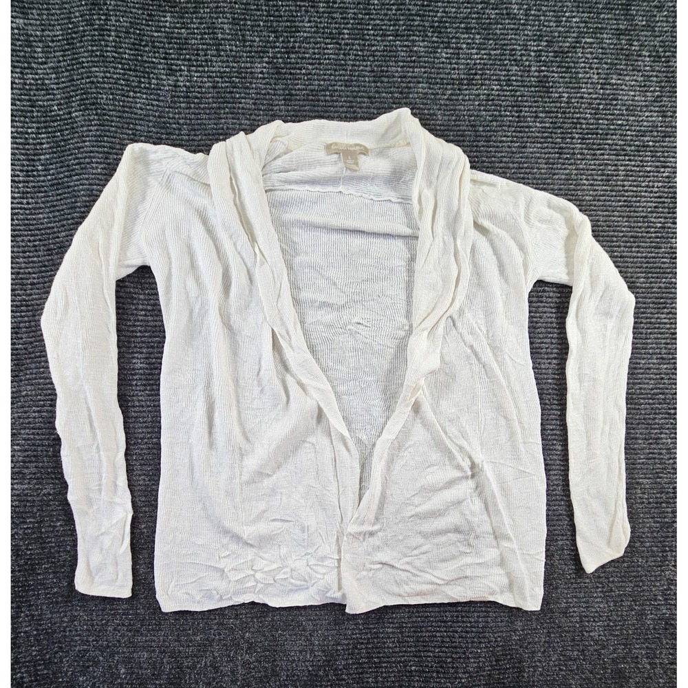 Banana Republic Cardigan Sweater Womens Large White Knitted Open Front Outdoor